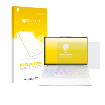 Face avant d’un emballage produit avec le logo de la marque upscreen. À côté, l’appareil Lenovo Legion 7i Gen 10 16