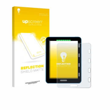 Face avant d’un emballage produit avec le logo de la marque upscreen. À côté, l’appareil Vakaros Atlas 2 / Edge est représenté