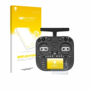 Face avant d’un emballage produit avec le logo de la marque upscreen. À côté, l’appareil Radiomaster TX15 Max est représenté a