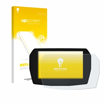 Face avant d’un emballage produit avec le logo de la marque upscreen. À côté, l’appareil Ducati Streetfighter V2 2025 est repr