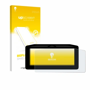 Face avant d’un emballage produit avec le logo de la marque upscreen. À côté, l’appareil Ducati Streetfighter V4 2025 Affichag