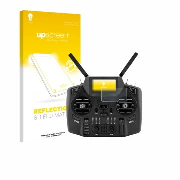 Face avant d’un emballage produit avec le logo de la marque upscreen. À côté, l’appareil Radiomaster GX12 est représenté avec 