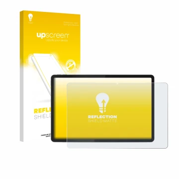 Face avant d’un emballage produit avec le logo de la marque upscreen. À côté, l’appareil Lenovo Tab K11 (2e Gen.) est représen