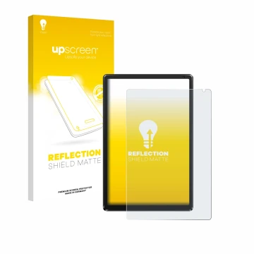 Face avant d’un emballage produit avec le logo de la marque upscreen. À côté, l’appareil Whitedeer WHEC107BK 10.1