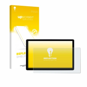 Face avant d’un emballage produit avec le logo de la marque upscreen. À côté, l’appareil Skoda Elroq 85 Sportline 2026 est rep