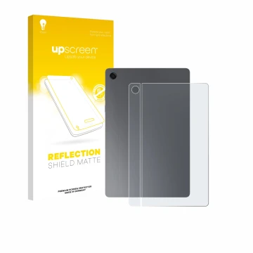 Face avant d’un emballage produit avec le logo de la marque upscreen. À côté, l’appareil Samsung Galaxy Tab A11 Plus WiFi 11