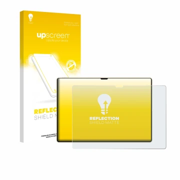 Face avant d’un emballage produit avec le logo de la marque upscreen. À côté, l’appareil Huawei MatePad Pro 13.2