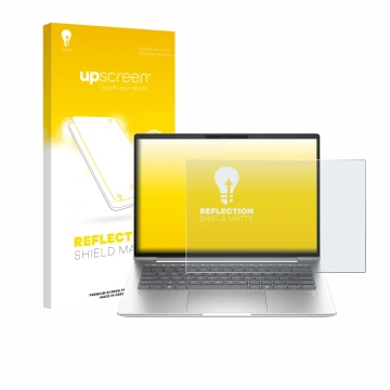 Face avant d’un emballage produit avec le logo de la marque upscreen. À côté, l’appareil HP ProBook 4 G1a 14
