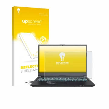 Face avant d’un emballage produit avec le logo de la marque upscreen. À côté, l’appareil Gigabyte G5 2024 est représenté avec 