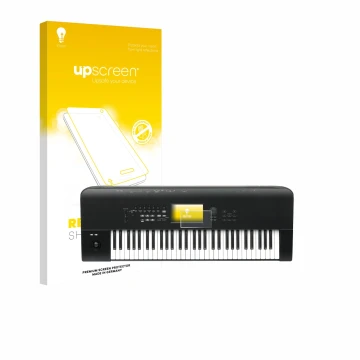 Face avant d’un emballage produit avec le logo de la marque upscreen. À côté, l’appareil KORG Nautilus 61 est représenté avec 