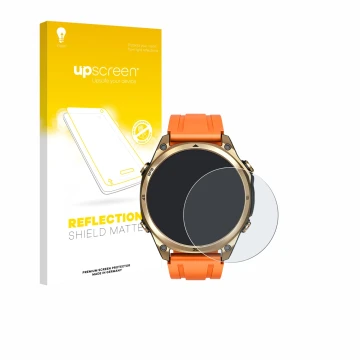 Face avant d’un emballage produit avec le logo de la marque upscreen. À côté, l’appareil Doogee Anywise W1 est représenté avec