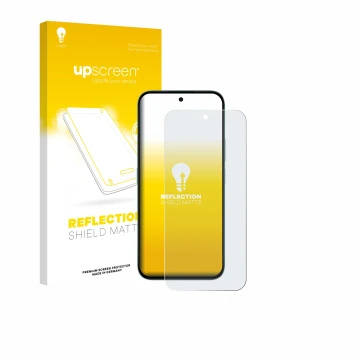 Face avant d’un emballage produit avec le logo de la marque upscreen. À côté, l’appareil Honor X6c est représenté avec la prot