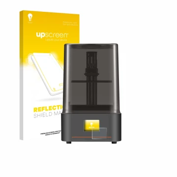 Face avant d’un emballage produit avec le logo de la marque upscreen. À côté, l’appareil Anycubic Photon Mono 4 est représenté