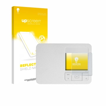 Face avant d’un emballage produit avec le logo de la marque upscreen. À côté, l’appareil Canon Selphy CP1500 Mini est représen