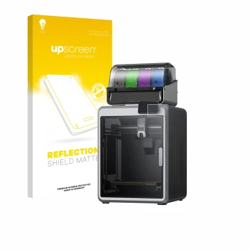 Face avant d’un emballage produit avec le logo de la marque upscreen. À côté, l’appareil Creality K2 est représenté avec la pr