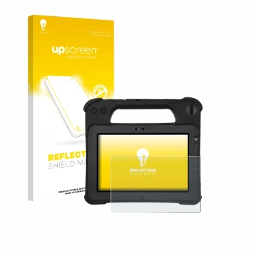 Face avant d’un emballage produit avec le logo de la marque upscreen. À côté, l’appareil Zebra XPad L10ax est représenté avec 