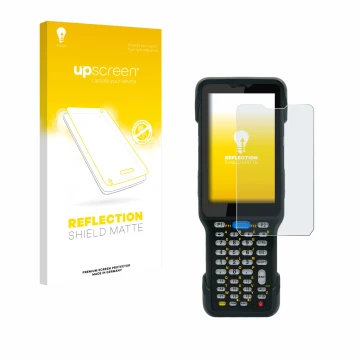 Face avant d’un emballage produit avec le logo de la marque upscreen. À côté, l’appareil Unitech HT730 est représenté avec la 