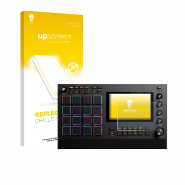 Face avant d’un emballage produit avec le logo de la marque upscreen. À côté, l’appareil Akai MPC Live III est représenté avec