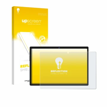 Face avant d’un emballage produit avec le logo de la marque upscreen. À côté, l’appareil Biegedy B29 10.1