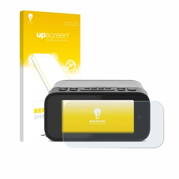 Face avant d’un emballage produit avec le logo de la marque upscreen. À côté, l’appareil TechniSat Digitradio 52 BT est représ