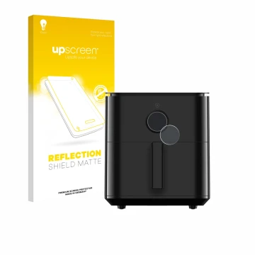 Face avant d’un emballage produit avec le logo de la marque upscreen. À côté, l’appareil Xiaomi Air Fryer 6.5 L est représenté
