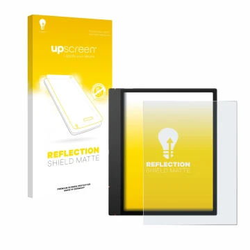 Face avant d’un emballage produit avec le logo de la marque upscreen. À côté, l’appareil Boox Note Air 5 C est représenté avec