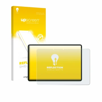 Face avant d’un emballage produit avec le logo de la marque upscreen. À côté, l’appareil Huawei MatePad 11.5