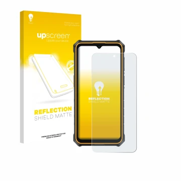 Face avant d’un emballage produit avec le logo de la marque upscreen. À côté, l’appareil Ulefone RugKing 3 Pro est représenté 