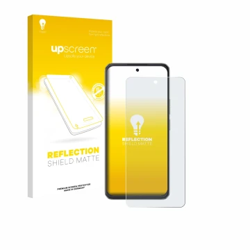 Face avant d’un emballage produit avec le logo de la marque upscreen. À côté, l’appareil Cubot Note 60 est représenté avec la 
