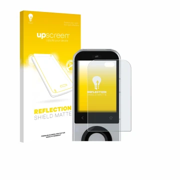 Face avant d’un emballage produit avec le logo de la marque upscreen. À côté, l’appareil Sofabaton X2 est représenté avec la p