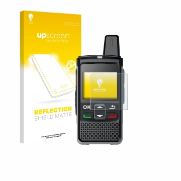 Face avant d’un emballage produit avec le logo de la marque upscreen. À côté, l’appareil Hytera PNC360S est représenté avec la