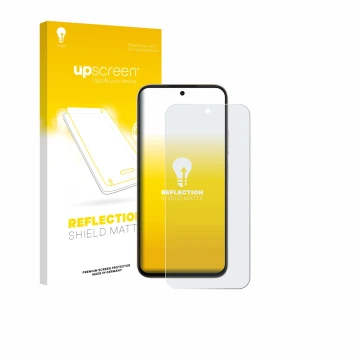 Face avant d’un emballage produit avec le logo de la marque upscreen. À côté, l’appareil Oppo A6c est représenté avec la prote