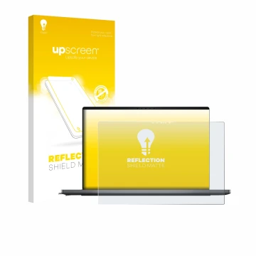 Face avant d’un emballage produit avec le logo de la marque upscreen. À côté, l’appareil Dell XPS 14 DA14260 est représenté av