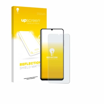 Face avant d’un emballage produit avec le logo de la marque upscreen. À côté, l’appareil realme Note 70 est représenté avec la