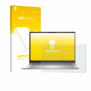Face avant d’un emballage produit avec le logo de la marque upscreen. À côté, l’appareil Dell Inspiron 16 Plus 7630 est représ