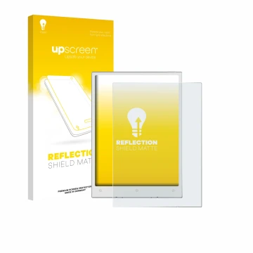 Face avant d’un emballage produit avec le logo de la marque upscreen. À côté, l’appareil Viwoods AiPaper Mini est représenté a