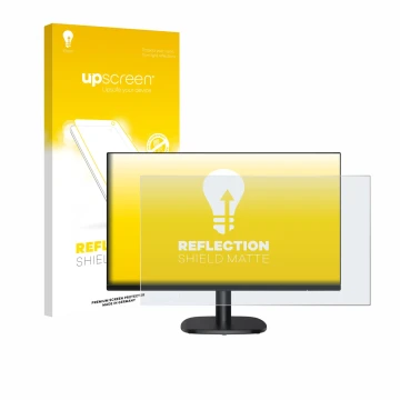 Face avant d’un emballage produit avec le logo de la marque upscreen. À côté, l’appareil Amazon Basics C24M2020DEU est représe