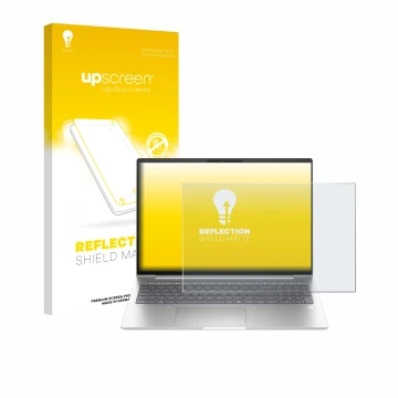 Face avant d’un emballage produit avec le logo de la marque upscreen. À côté, l’appareil HP EliteBook 6 G1ah 16