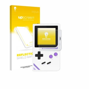 Face avant d’un emballage produit avec le logo de la marque upscreen. À côté, l’appareil Modretro Chromatic est représenté ave