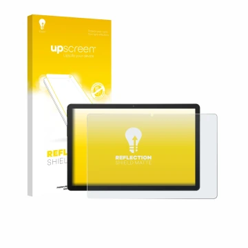 Face avant d’un emballage produit avec le logo de la marque upscreen. À côté, l’appareil Sunmi CPad 11