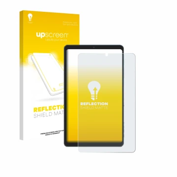 Face avant d’un emballage produit avec le logo de la marque upscreen. À côté, l’appareil Chuwi AuPad Mini est représenté avec 