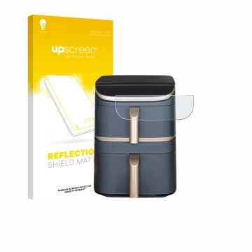 Face avant d’un emballage produit avec le logo de la marque upscreen. À côté, l’appareil Cosori Turbo Tower Pro est représenté