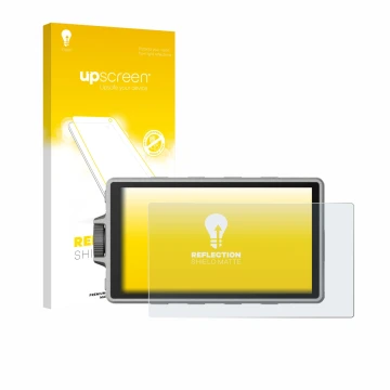 Face avant d’un emballage produit avec le logo de la marque upscreen. À côté, l’appareil DJI Ronin 4D est représenté avec la p