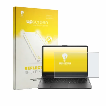 Face avant d’un emballage produit avec le logo de la marque upscreen. À côté, l’appareil HP EliteBook 250RT G9 est représenté 