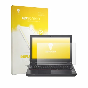 Face avant d’un emballage produit avec le logo de la marque upscreen. À côté, l’appareil Fujitsu Celsius H780 est représenté a