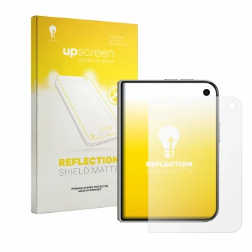 Face avant d’un emballage produit avec le logo de la marque upscreen. À côté, l’appareil Apple iPhone Duo est représenté avec 
