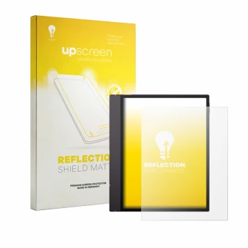 Face avant d’un emballage produit avec le logo de la marque upscreen. À côté, l’appareil Boox Note Air 6 C est représenté avec