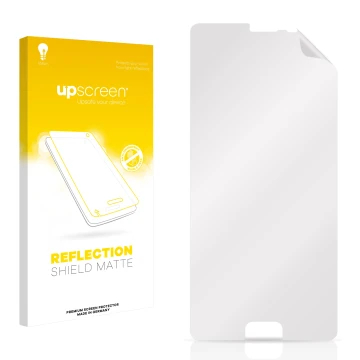 Face avant d’un emballage produit avec le logo de la marque upscreen. À côté se trouve la protection d’écran correspondante.