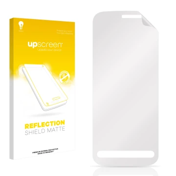 Face avant d’un emballage produit avec le logo de la marque upscreen. À côté se trouve la protection d’écran correspondante.