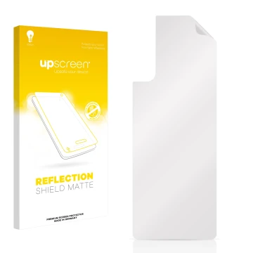 Face avant d’un emballage produit avec le logo de la marque upscreen. À côté se trouve la protection d’écran correspondante.